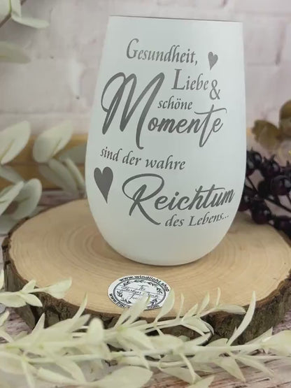 032 - Personalisiertes Windlicht Gesundheit Liebe Wunsch Erinnerungslicht mit Wunschnamen personalisiertes Geschenk Familie