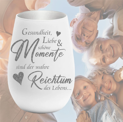 032 - Personalisiertes Windlicht Gesundheit Liebe Wunsch Erinnerungslicht mit Wunschnamen personalisiertes Geschenk Familie