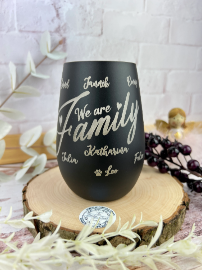 Personalisiertes Windlicht Wir sind eine Familie Erinnerungslicht mit Wunschnamen personalisiertes Geschenk Familie